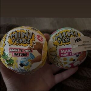Mini Verse Make It Mini Nature & Mini Food Surprise Balls - Yellow, White, Pink